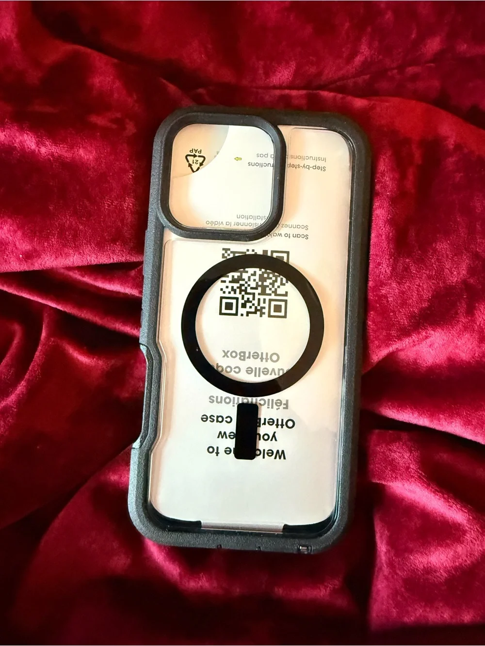 OtterBox Clear White Back Phone Case with Black Trim and MagSafe Ring